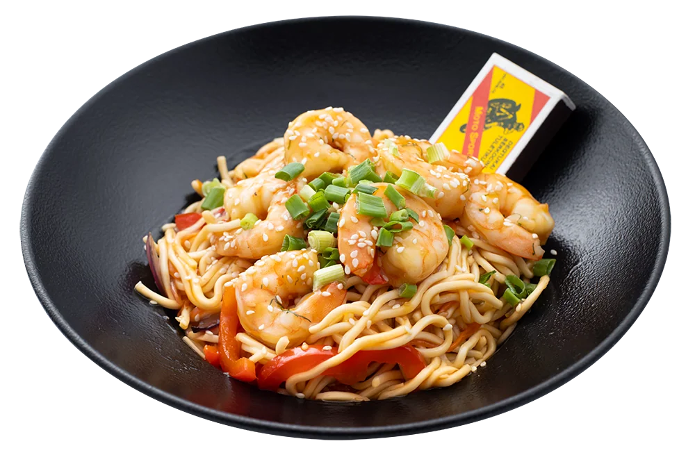 wok ar garnelēm